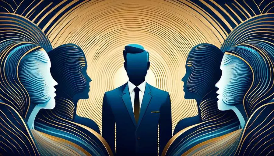 A symbolic depiction of the Law of Compensation in action, with a leader and team in harmony, showcasing the power of alignment, collaboration, and strategic value creation.